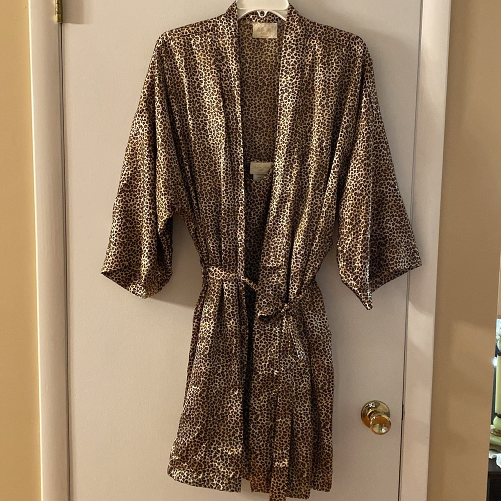 Leopard Print Lingerie Women's Kimono Robe and PJ Set